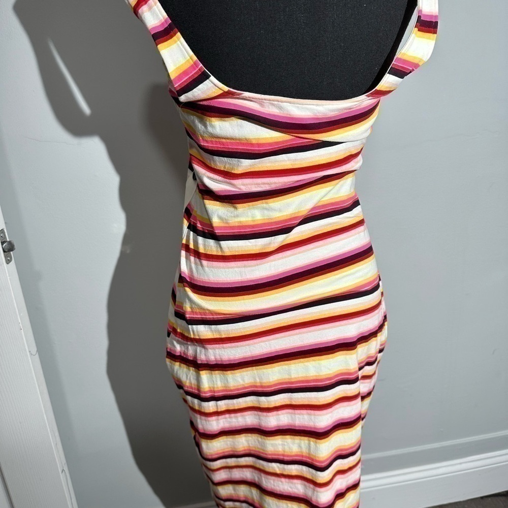 Express Stripped Asymmetrical Button Front Midi B… - image 4